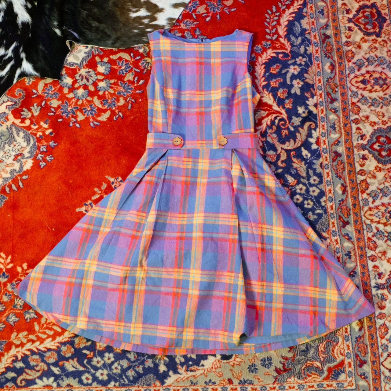 ModCloth Retro Colorful Plaid Dress Size: 00 Era:... - Depop