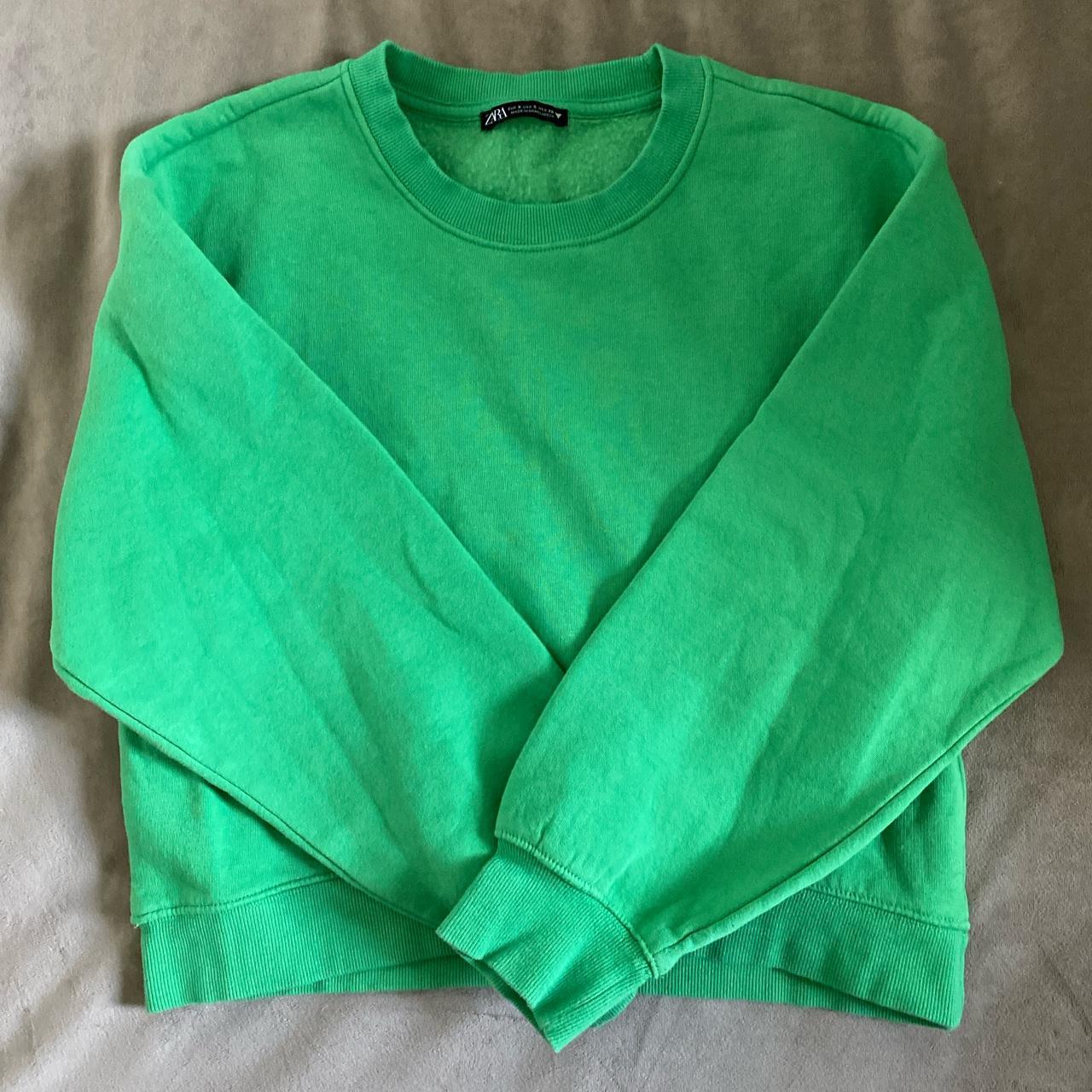 Zara Women's Green Sweatshirt | Depop