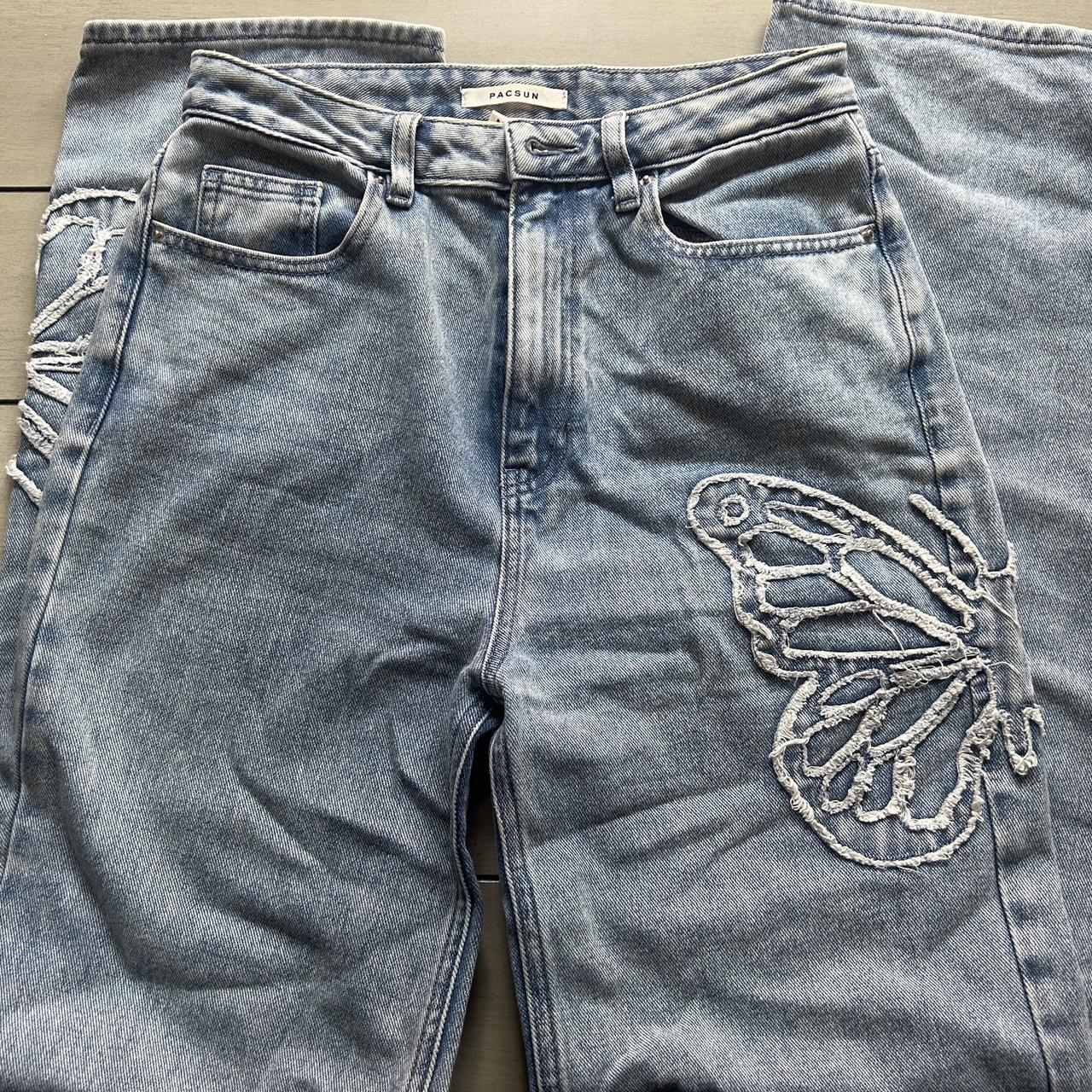 Pacsun light blue butterfly sold denim patch jeans