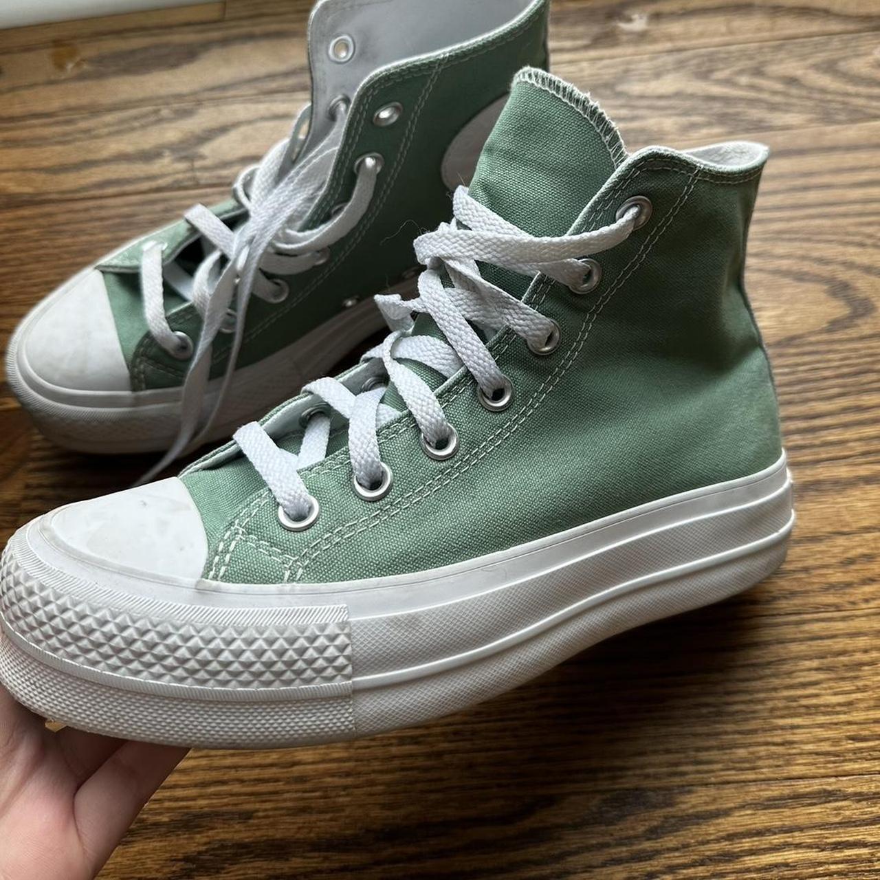 custom sage green converse !! size 6.5 but would... - Depop