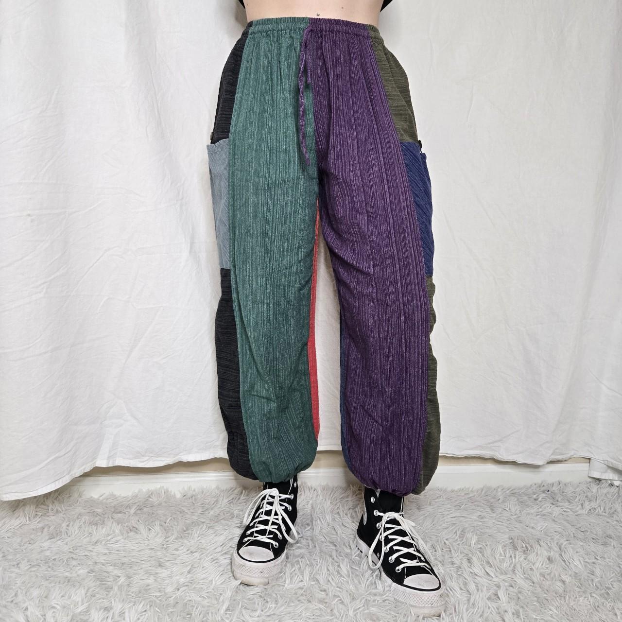 Women's Pants - Multi – Drawstring Patchwork Hare… - image 2