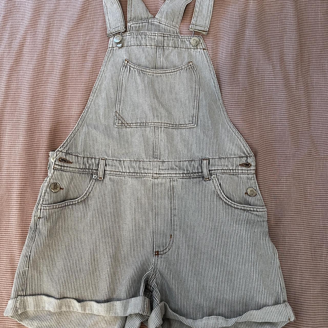 River Island Women's White and Blue Dungarees-overalls | Depop