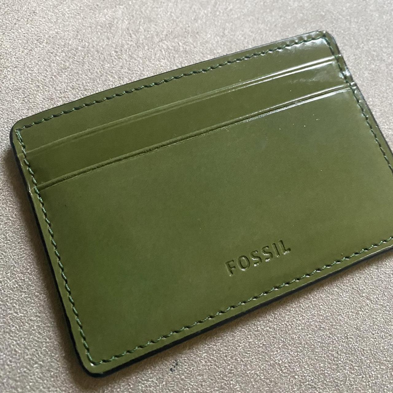 Leather Fossil card case with gold Texas Depop