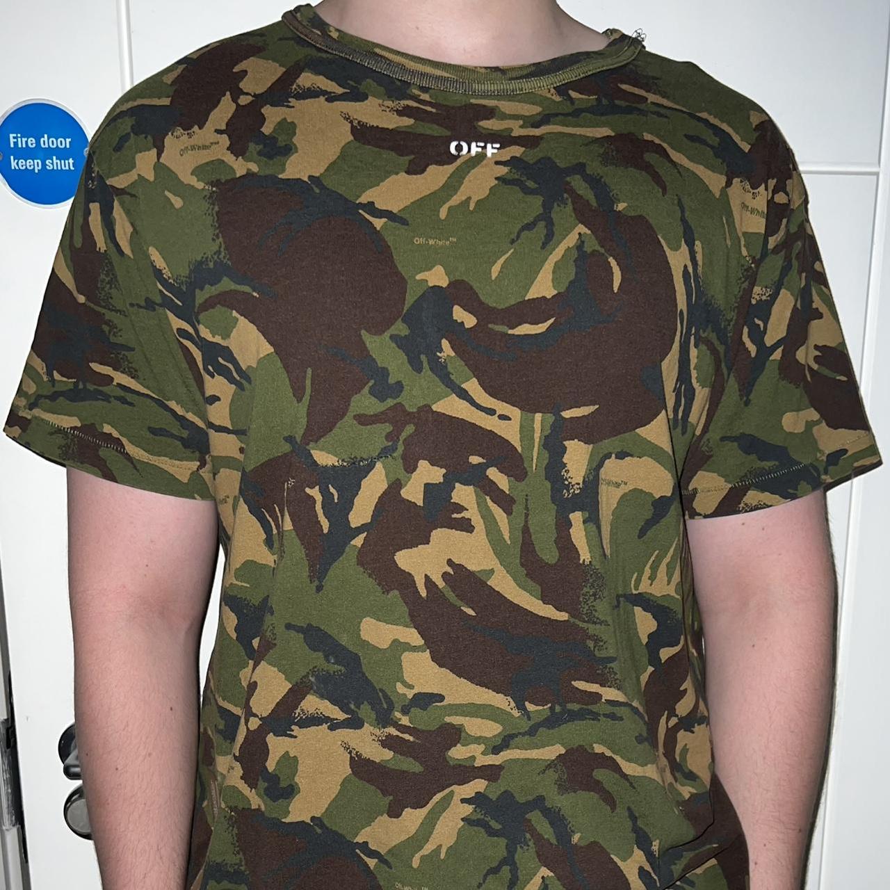 Off white camo t shirt Size S oversized I am a. Depop