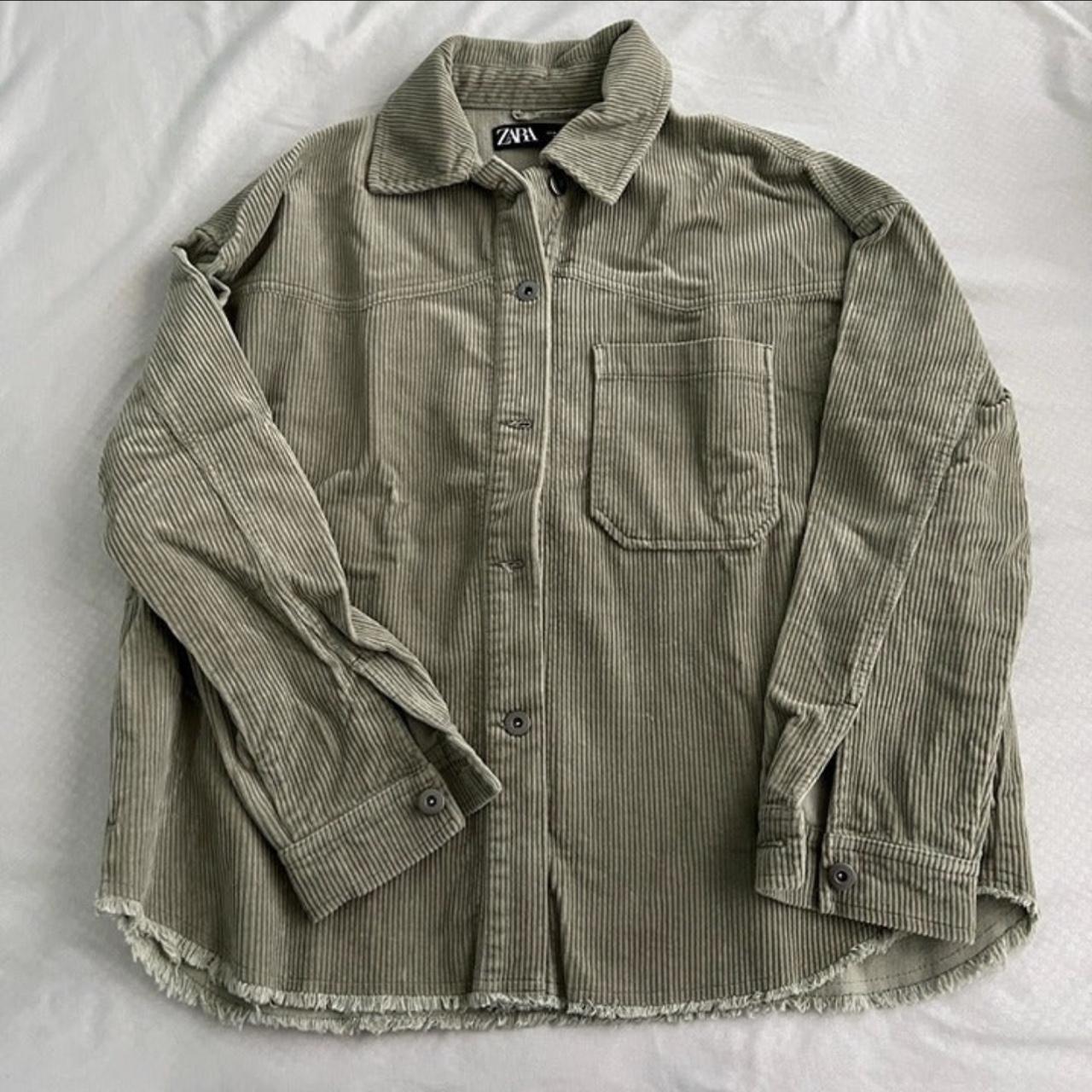 Zara Green Corduroy Overshirt Shacket,