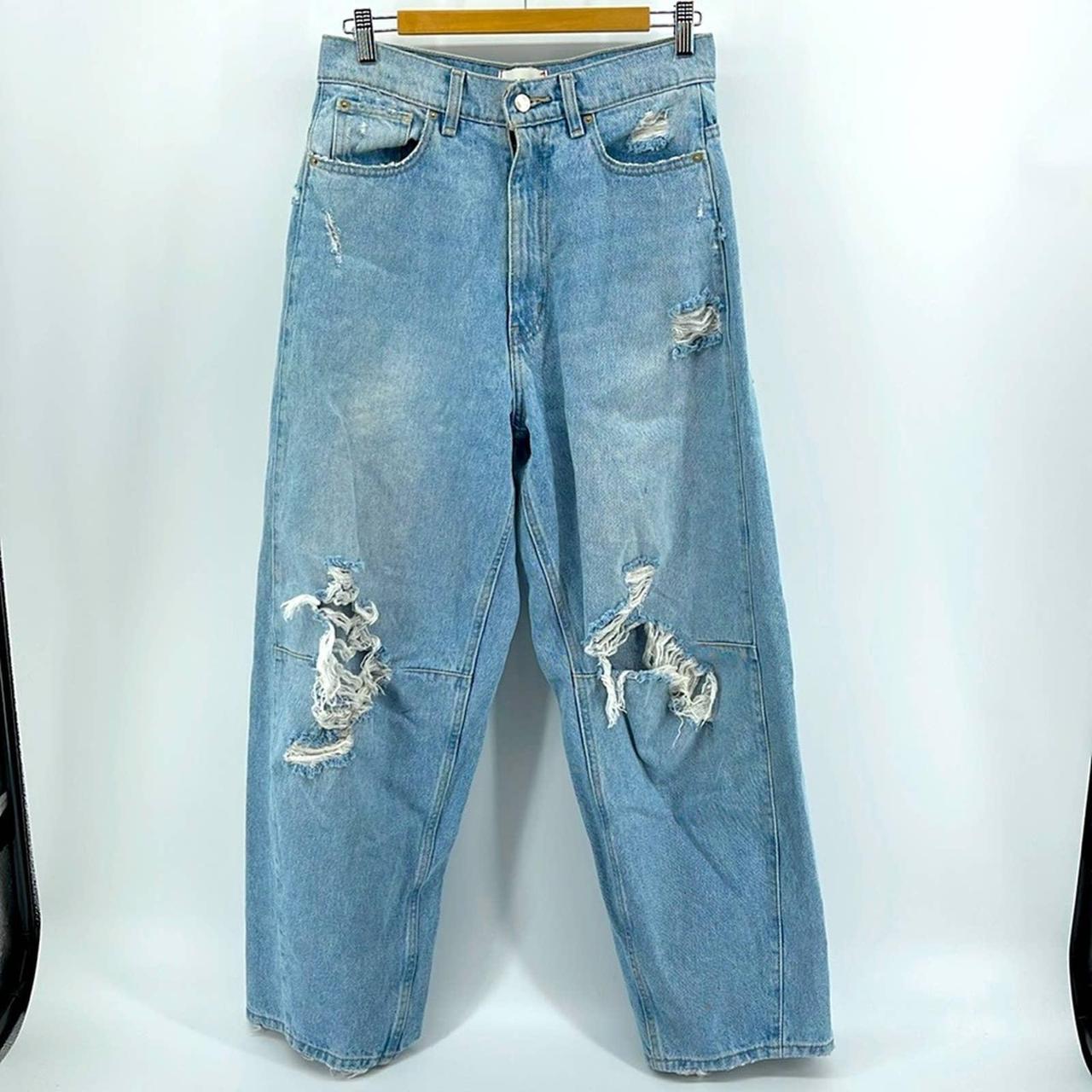 Ripped Distressed Wide Leg Jeans For Women Retro Loose Fit Baggy Denim Pants