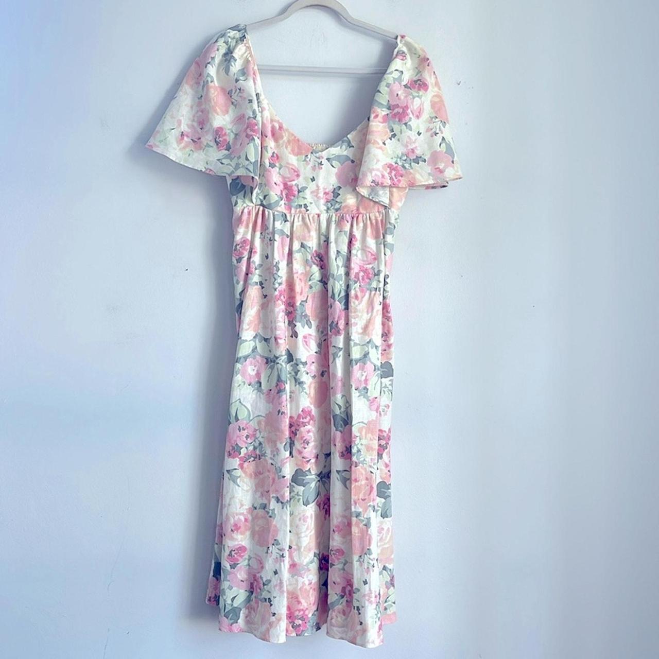 Sezane Emeline pastel floral print flutter sleeve... - Depop