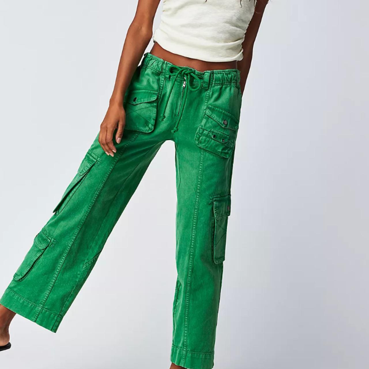 Green Free people Tahiti cargo pants. Great... Depop