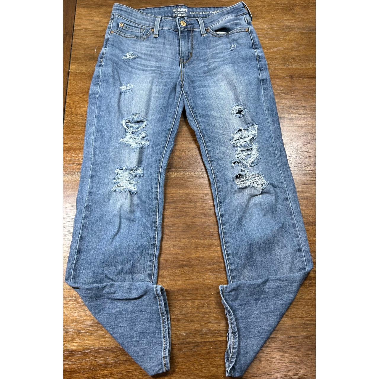 Levi s Mid Rise Slim Cuffed Size 6 28 Distressed. Depop