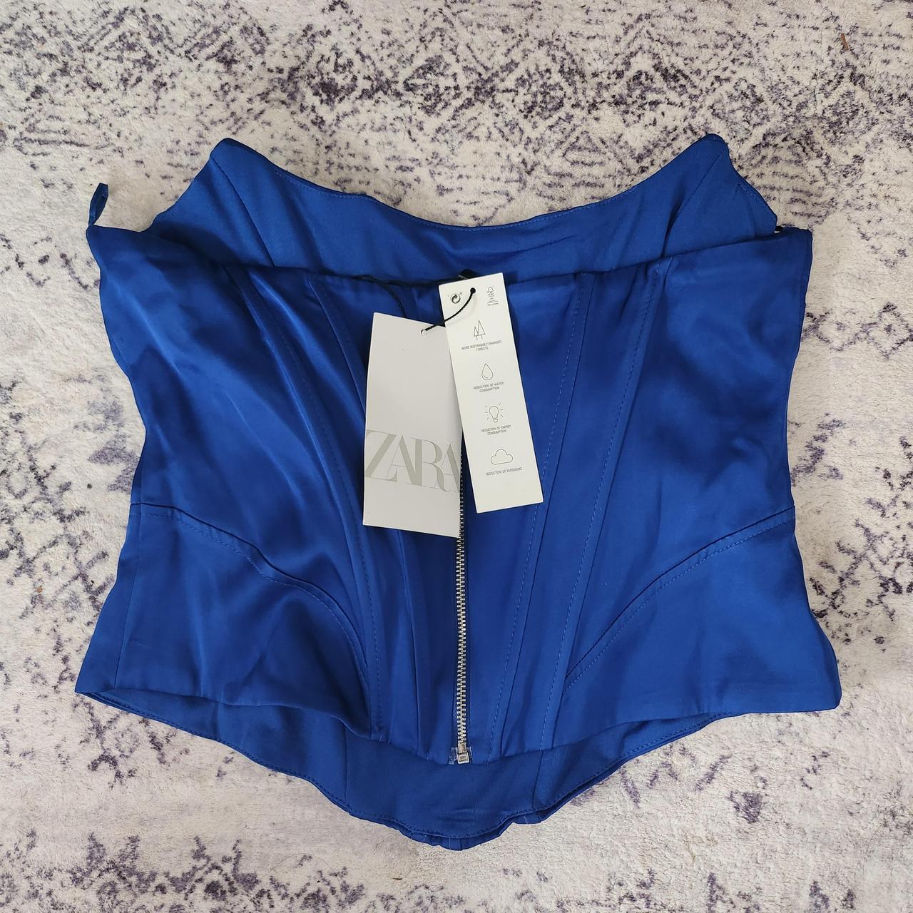 Zara' blue satin corset top. new w/tags! dm for - Depop