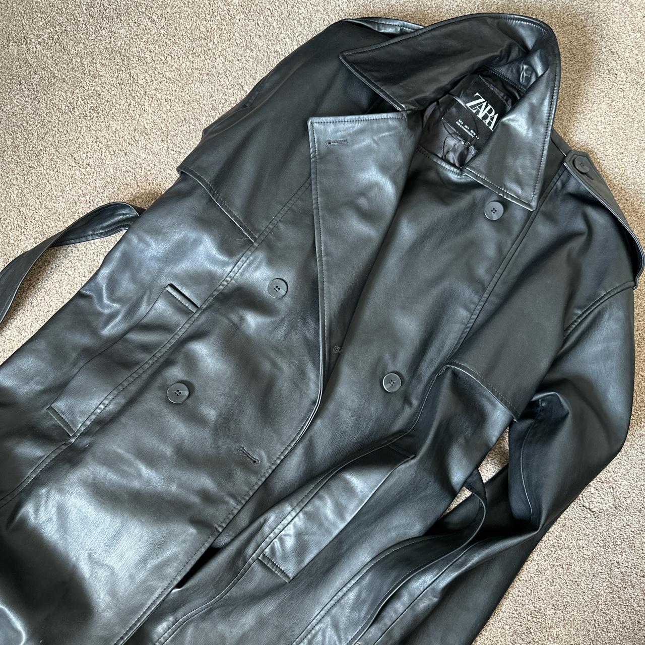 BLACK ZARA TRENCH COAT DOUBLE BREASTED - Depop