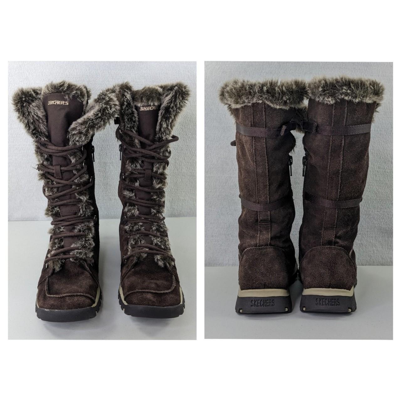 Skechers suede high boots Women's Size 8 Faux fur... - Depop