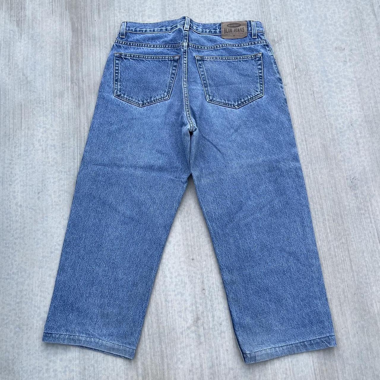 old navy blue jeans number 7 y2k light blue wash... - Depop