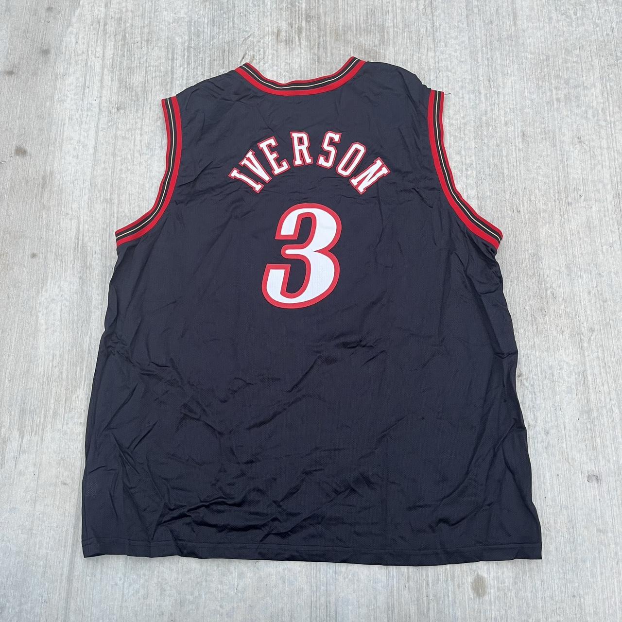 Vintage Champion Allen Iverson Sixers Jersey Size 44 mens red blue  basketball