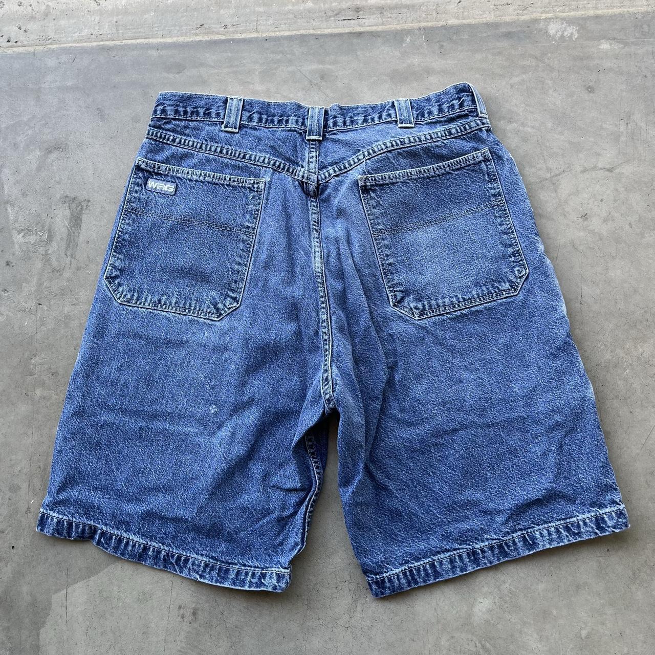 wrg jean cargo shorts wrangler blue wash distressed... - Depop