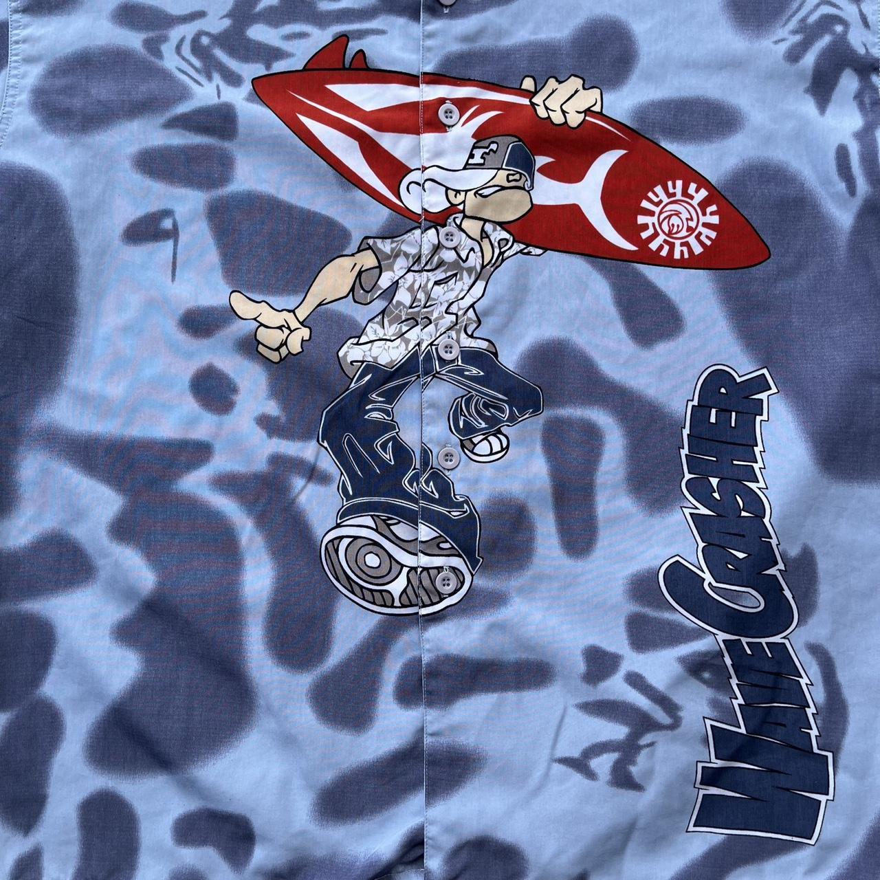 cybery2k surf button up wave crasher graffiti jnco | Depop