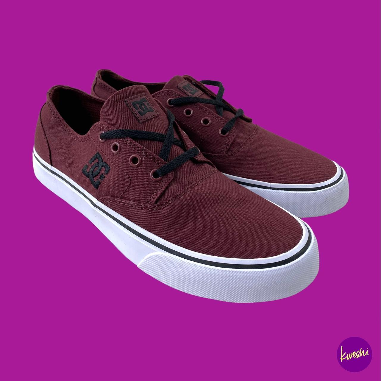 DC Shoes Men's Burgundy and White Trainers | Depop