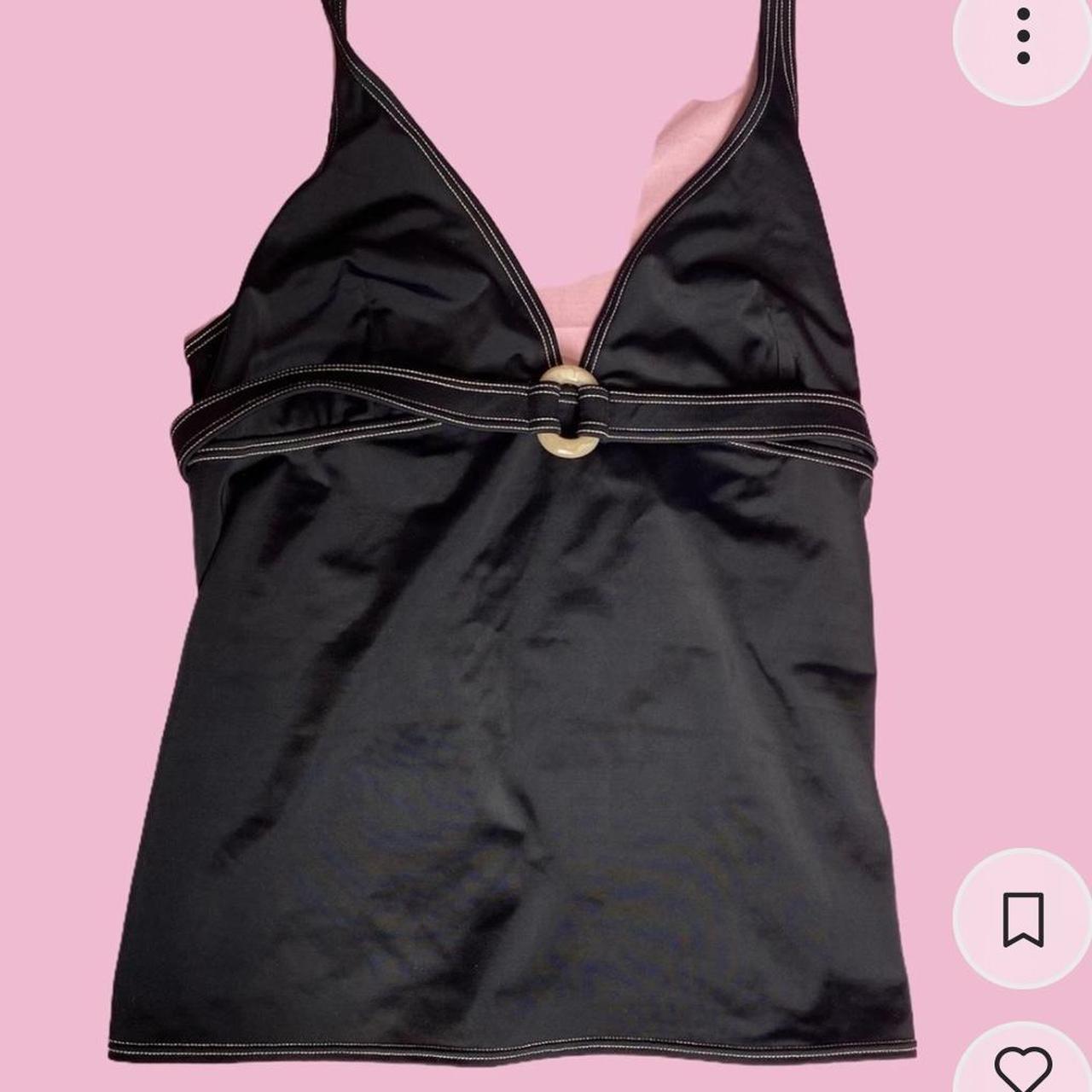 Lovely black slinky halter neck top with a o ring/... - Depop