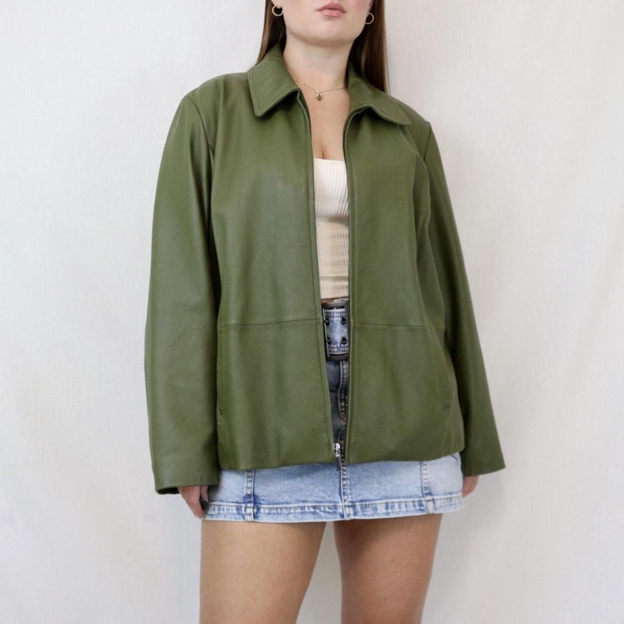 Vintage green leather clearance jacket