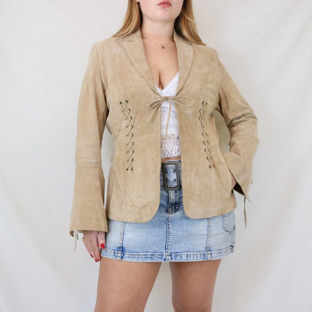 Vintage 90s Lord and Taylor Beige Faux Suede Jacket Vintage