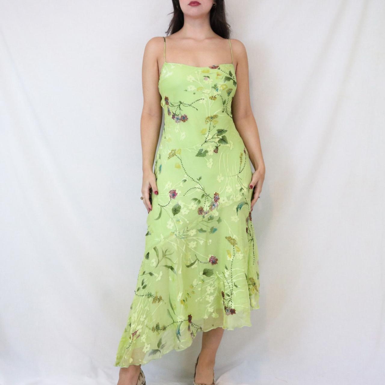 90s / Vintage outlets Floral Beaded Flowy Dress