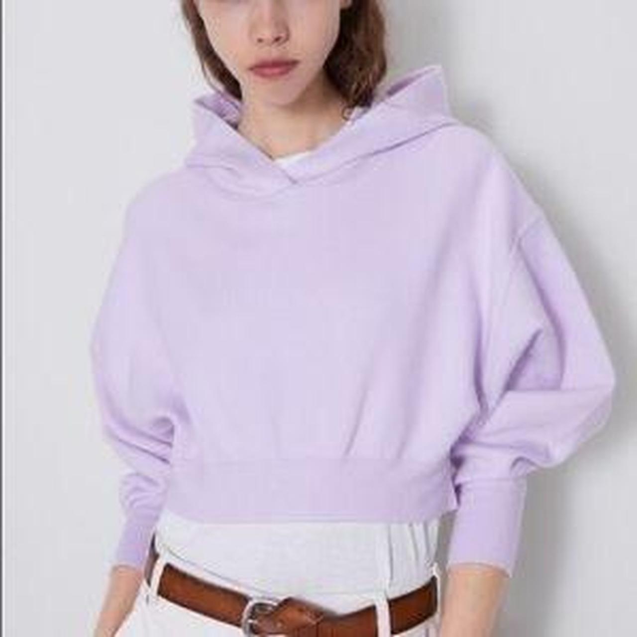 ZARA CROPPED KNIT HOODIE lavender purple cropped