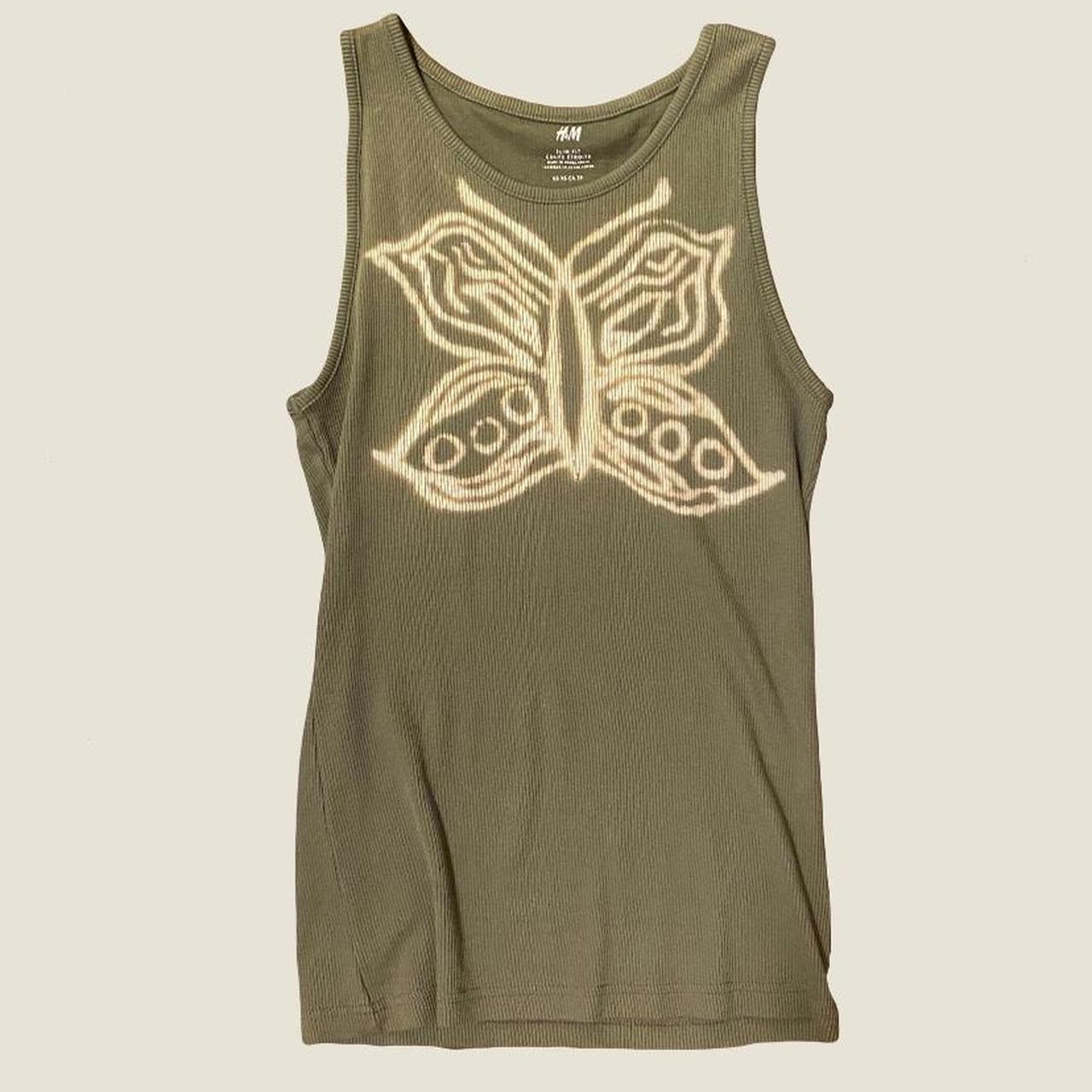 H&M Men's Green and White Vest Depop