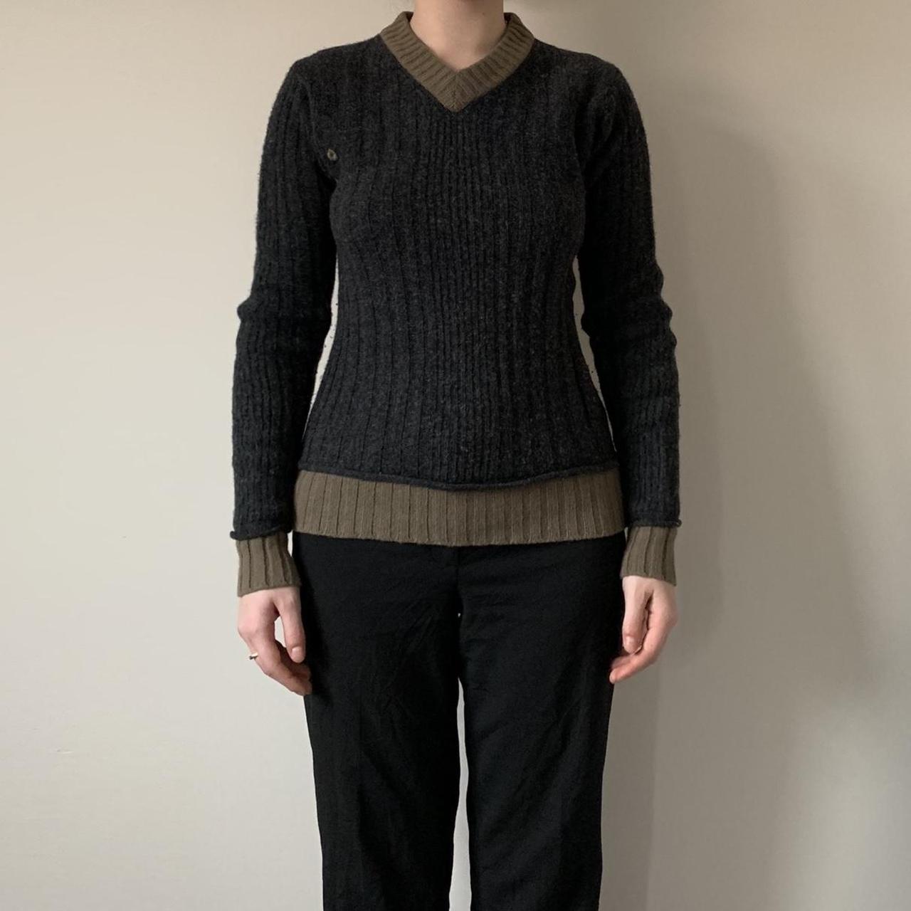 Women's Brown and Grey Jumper Depop