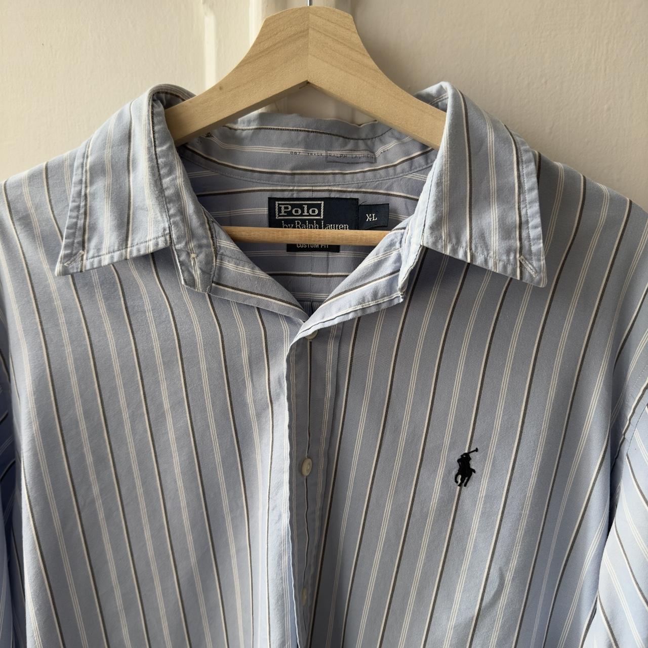 Ralph Lauren Striped Shirt Light blue, white and... - Depop