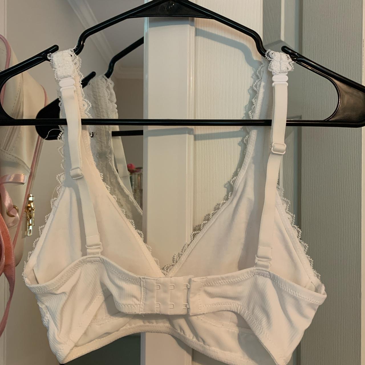 So white lace bralette, size S. No flaws, it was... Depop