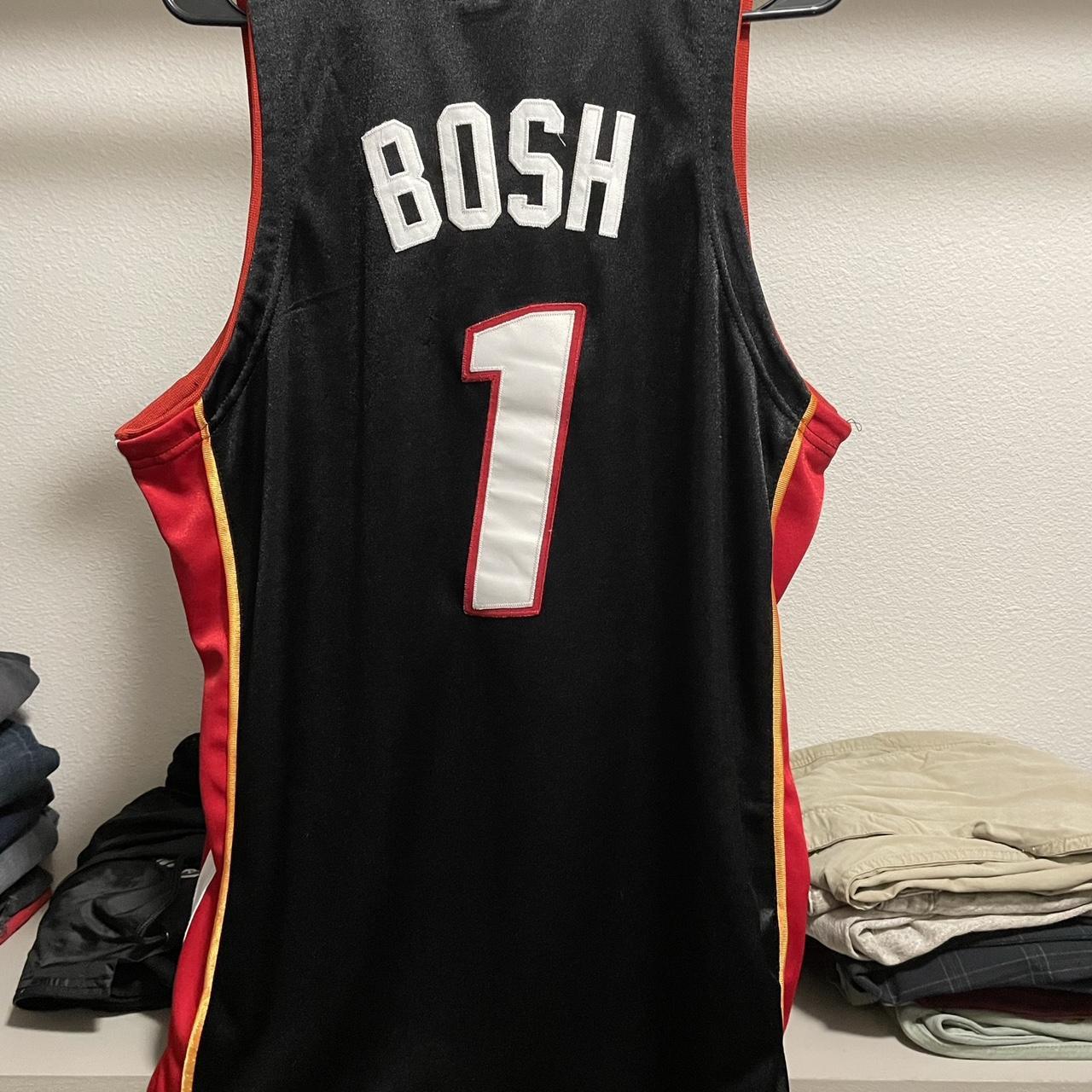 MIAMI HEAT NBA BASKETBALL JERSEY SHIRT #1 BOSH BLACK OUT ADIDAS SIZE XXL