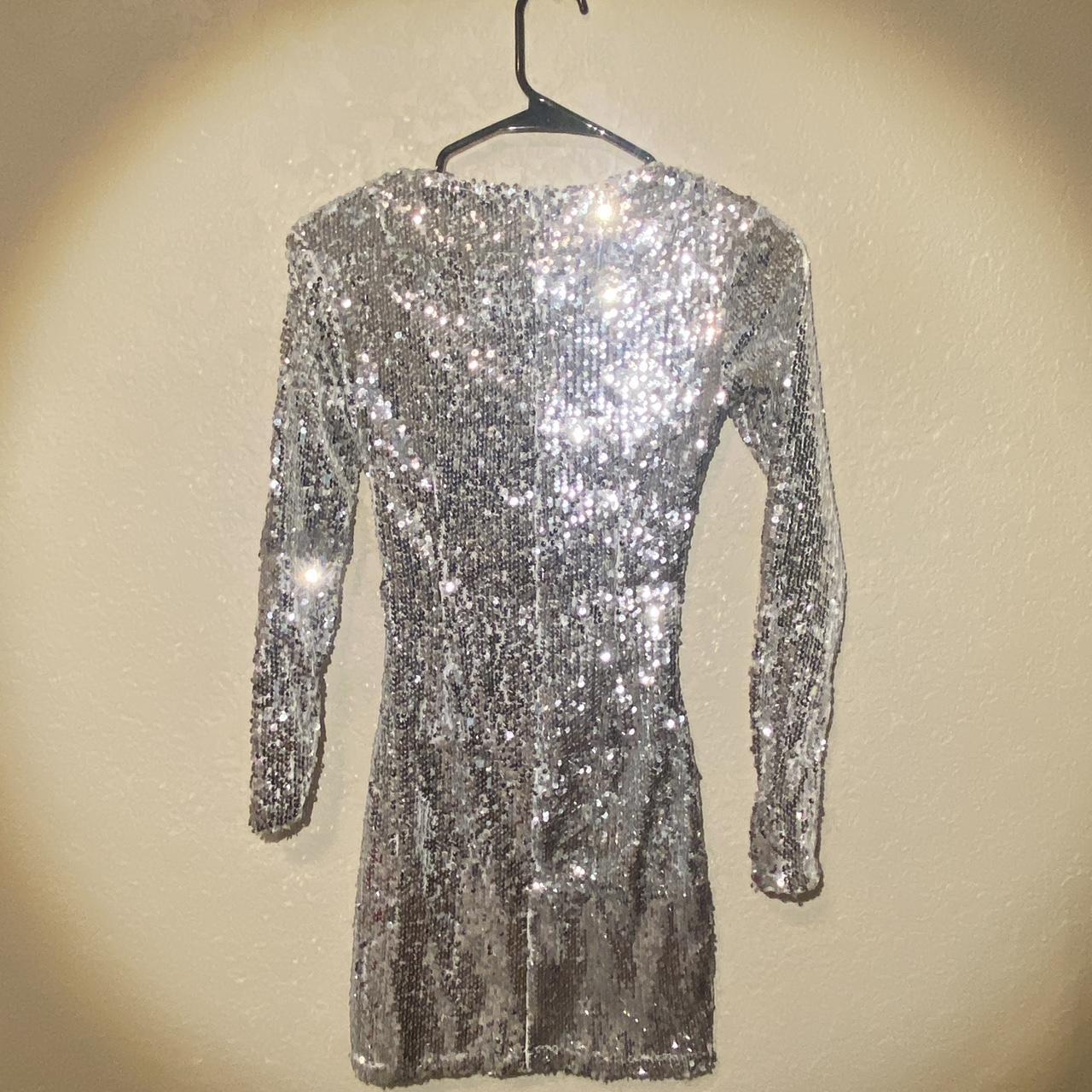 Fitted Silver Sparkly Disco Ball Dress 🪩 WORN ONCE! - Depop