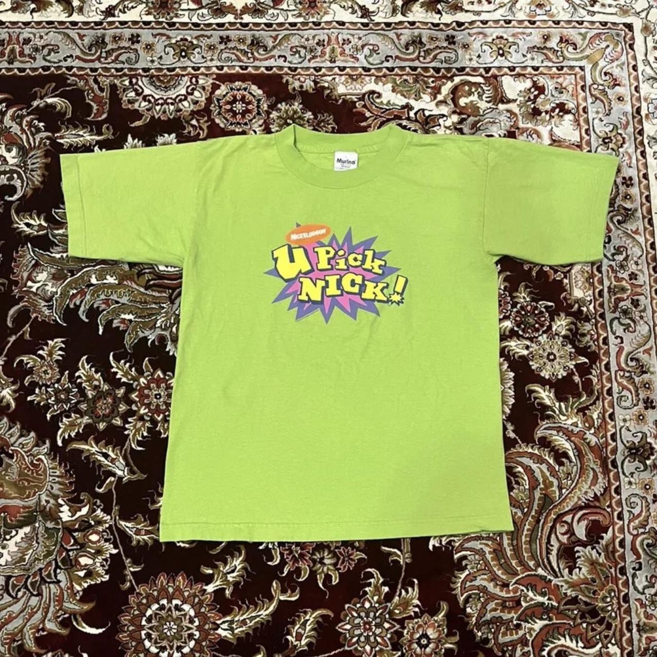 Nickelodeon U Pick Nick! Vintage 1996 Neon Green Kids Tee Shirt Youth offers Size Large