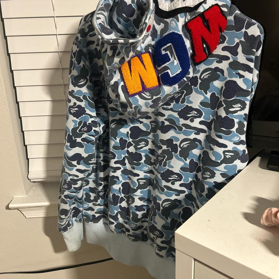 Baby blue bape hoodie 💠 V rare color way + ape - Depop