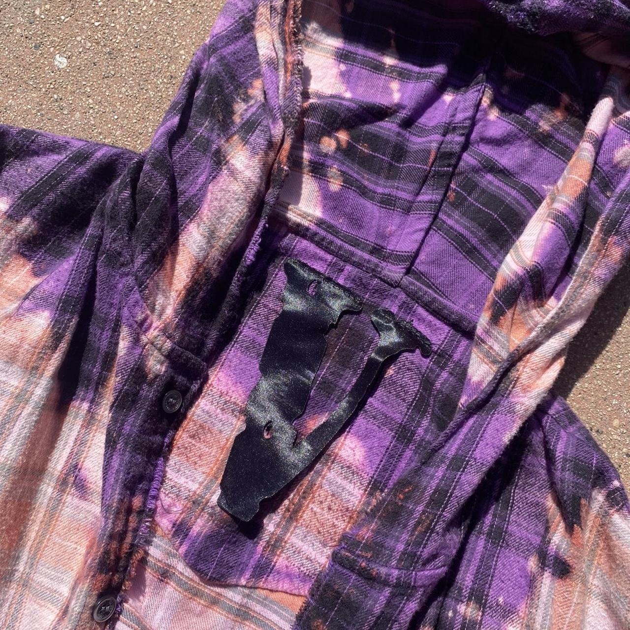 VLONE Bleached Flannel Hoodie , Very Rare Purple /...