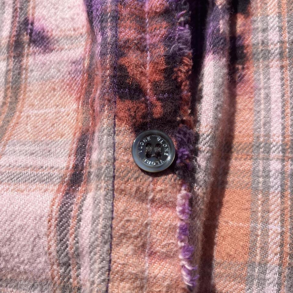 VLONE Bleached Flannel Hoodie Very Rare Purple / - Depop