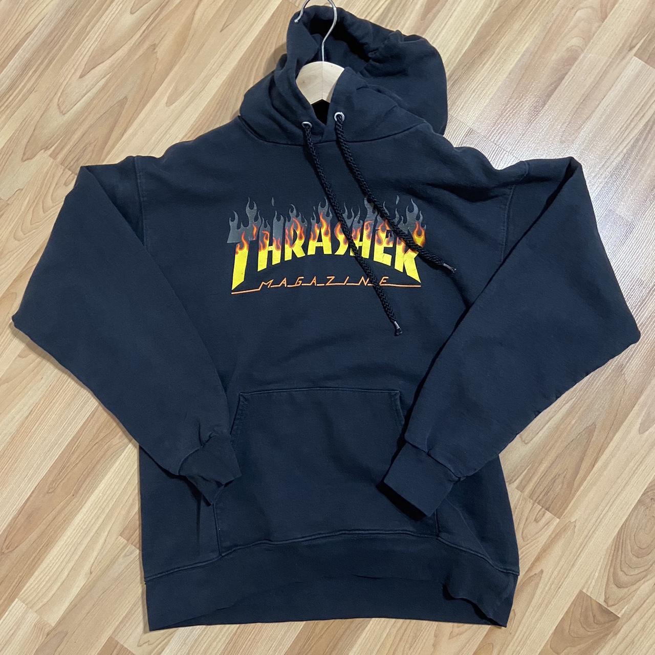 thrasher flame hoodie. Depop