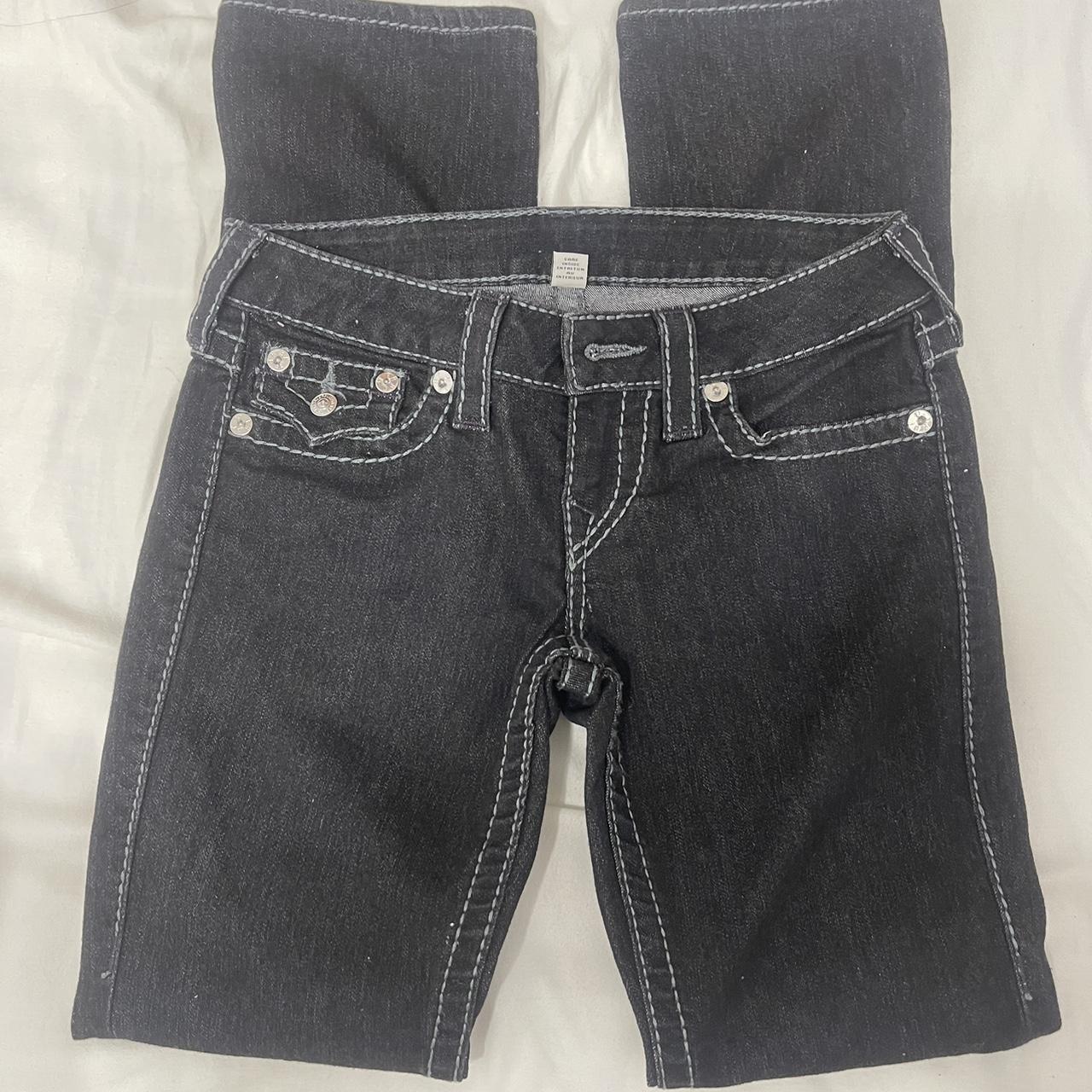 Black true religion jeans with deals white stitching