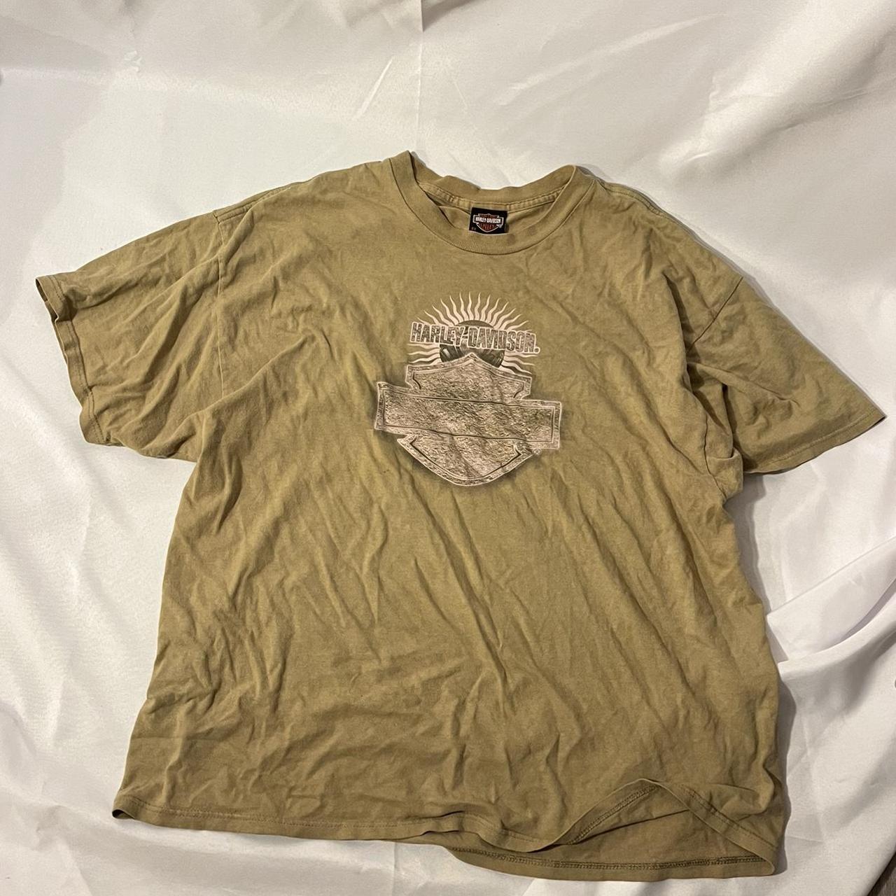 Harley Davidson Men's Tan T-shirt | Depop