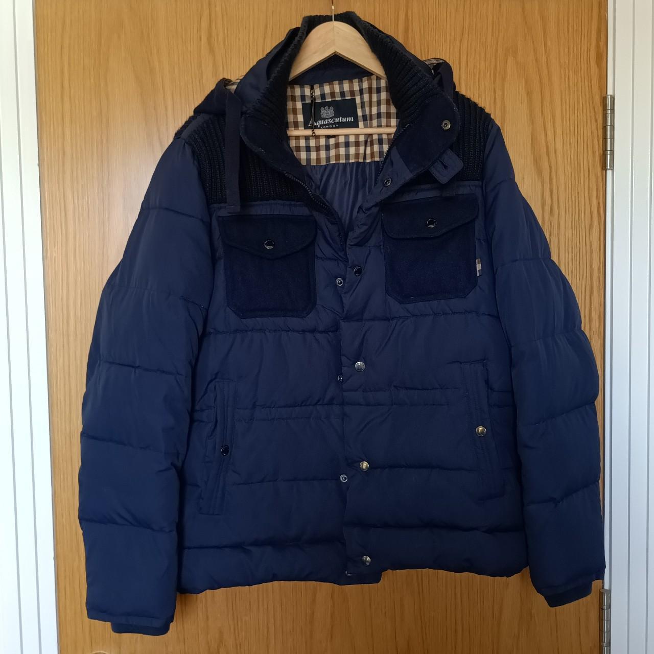 Navy Blue Aquascutum Puffer Jacket Winter Coat ... - Depop