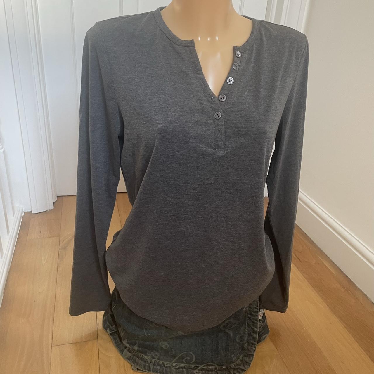 Lovely dark grey henley top, size M, as... Depop