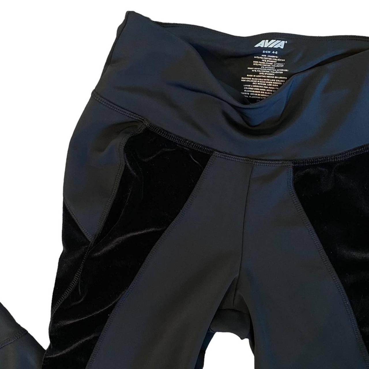 AVIA Velour Detail Workout Leggings Black with - Depop