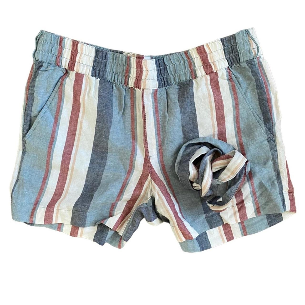 LOFT Beachy Coastal Linen Shorts Red White and Blue. Depop