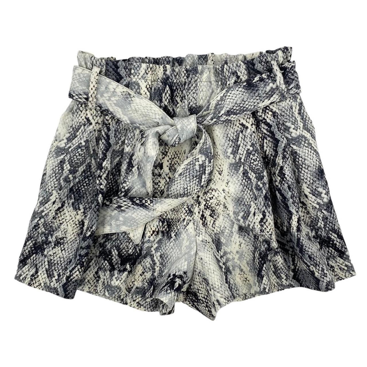 ZARA High Waisted Paperbag Shorts Snakeskin