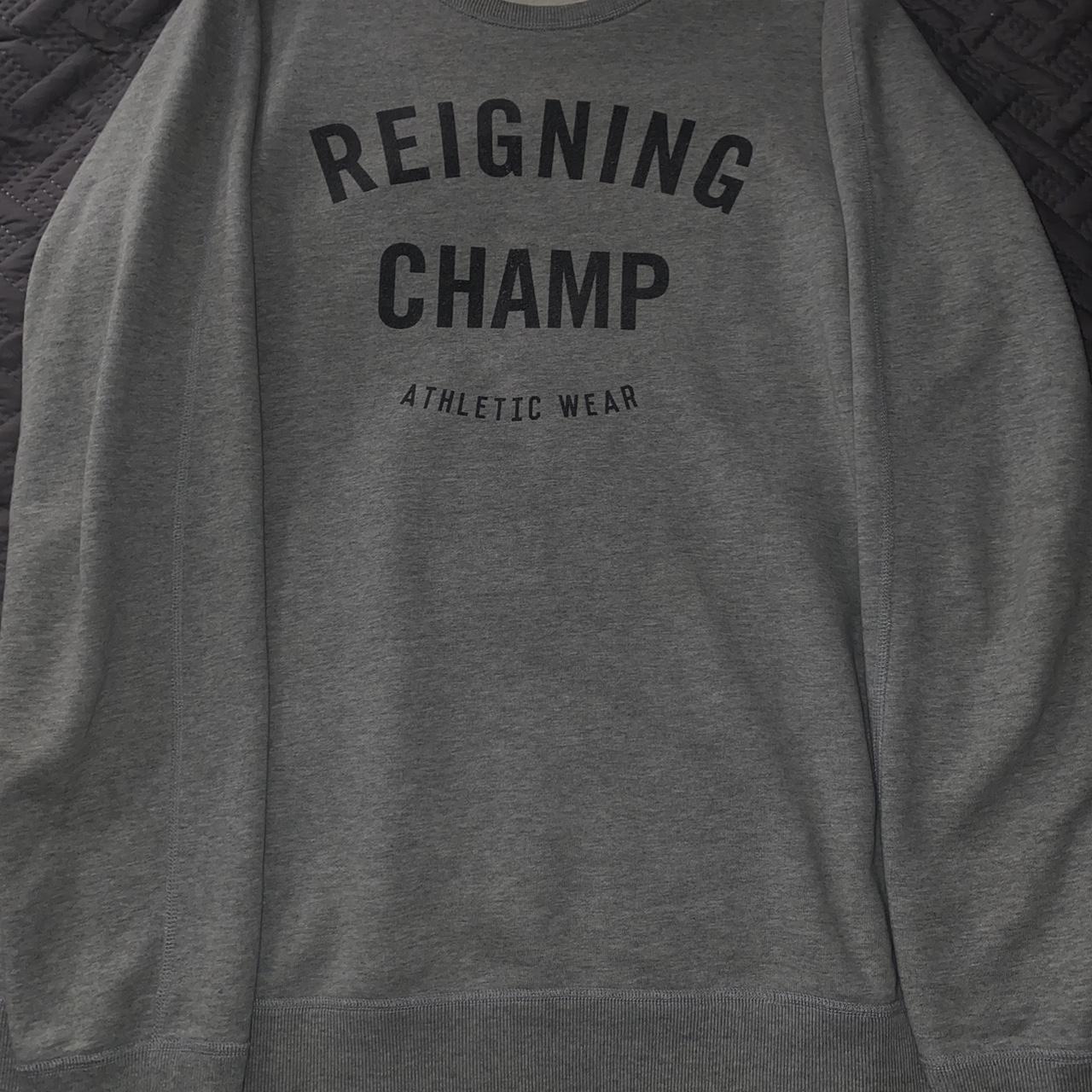 Reigning Champ Men's Grey and Black Sweatshirt | Depop