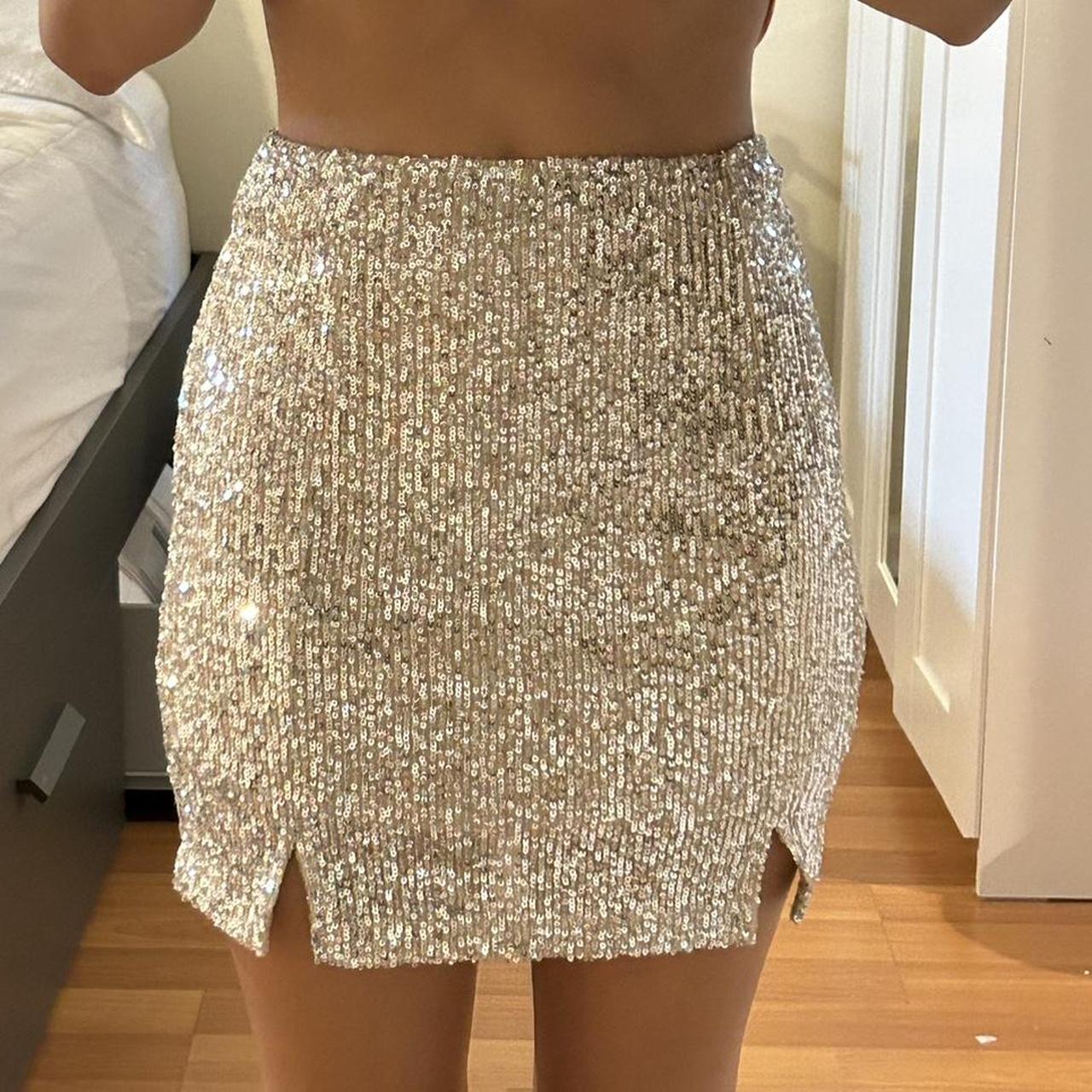 Gold sequin hotsell skirt womens