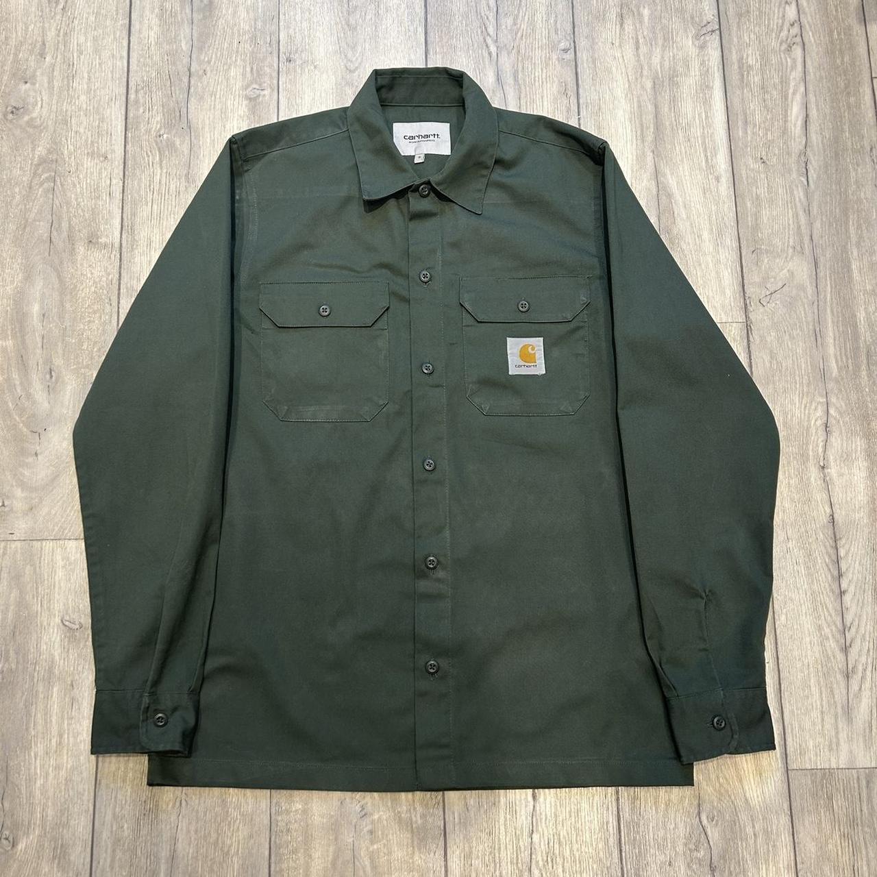 Carhartt over shirt in khaki, size small, great... - Depop