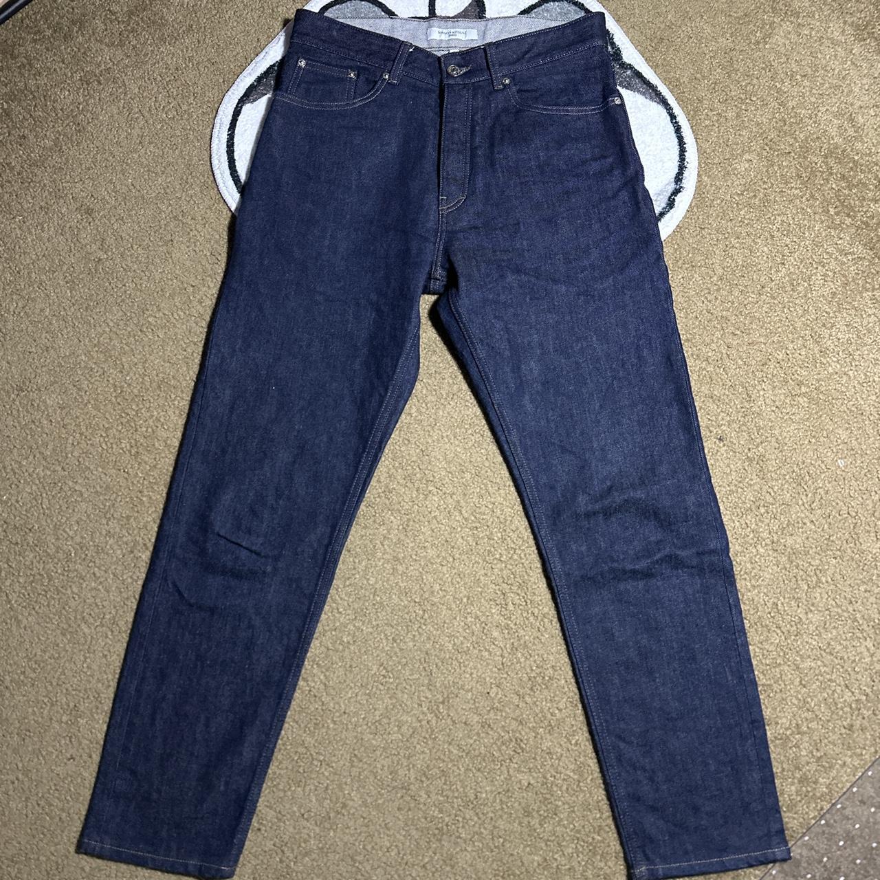 Maison Kitsuné Men’s Indigo Tapered Jeans Size 29,... - Depop