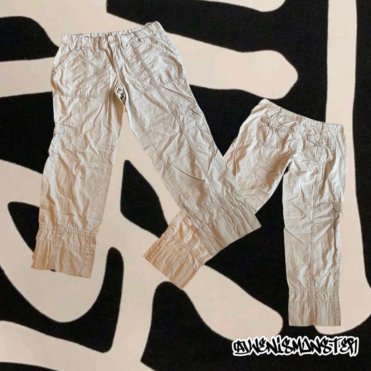 Calvin Klein cargo pants women Ivory with buttoned... - Depop