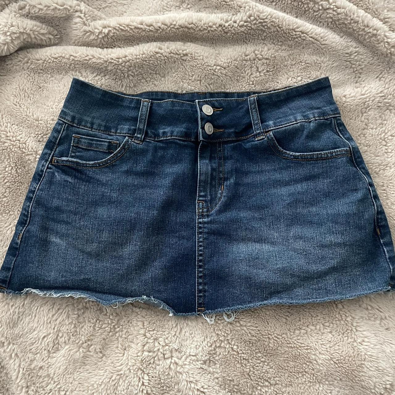 mini dark blue jean skirt NOT GARAGE skirts... Depop
